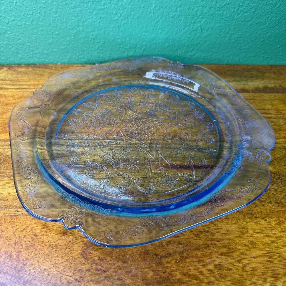 Vintage Federal Glass Dinner Plate - 1930s Depression Glass Square Serving Dish